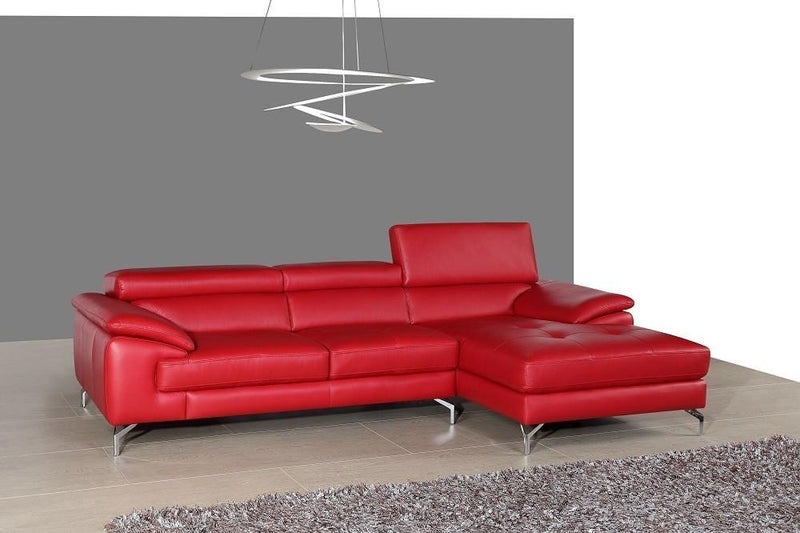 A973b Premium Leather Mini Sectional in Maroon | J&M Furniture