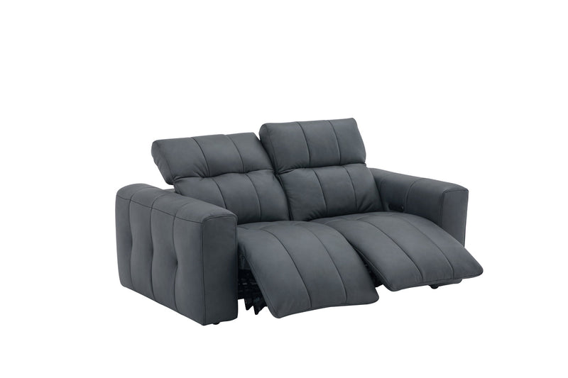 Prescott Leather Loveseat in Dark Grey | J&M Furniture