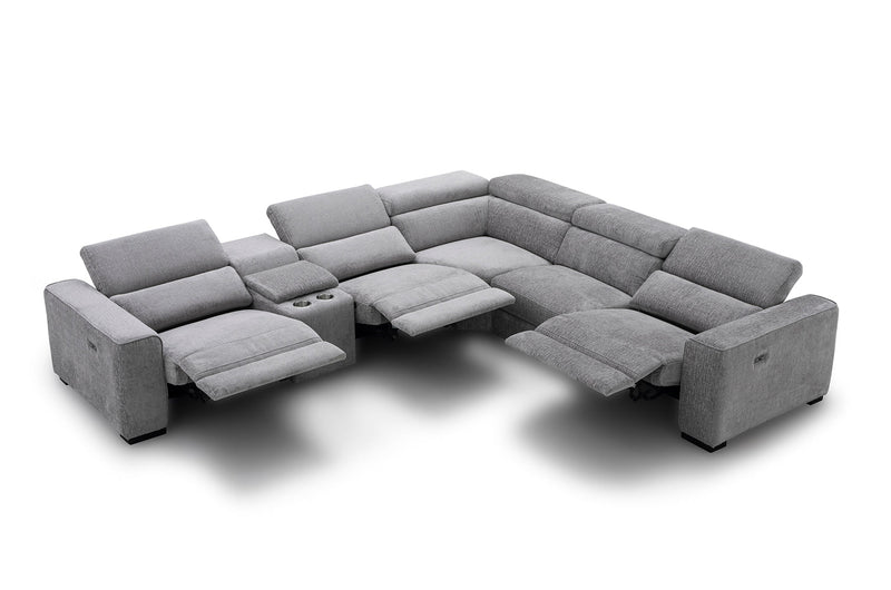 Picasso Motion Fabric Sectional in Light Grey | J&M Furniture