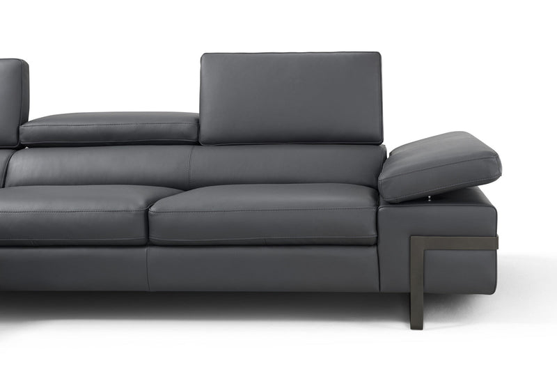 Rimini Italian Leather Sectional in Dark Grey (i867)