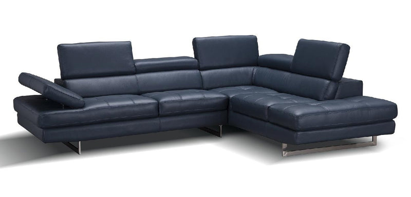 Forza A761 Italian Leather Sectional In Blue