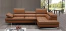 Forza A761 Italian Leather Sectional In Slate Grey