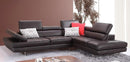 Forza A761 Italian Leather Sectional In Slate Grey