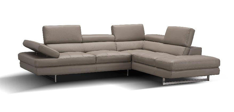 Forza A761 Italian Leather Sectional In Slate Grey