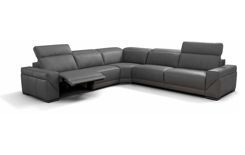 i912 Reclining Leather Sectional in Blue Grey | Incanto