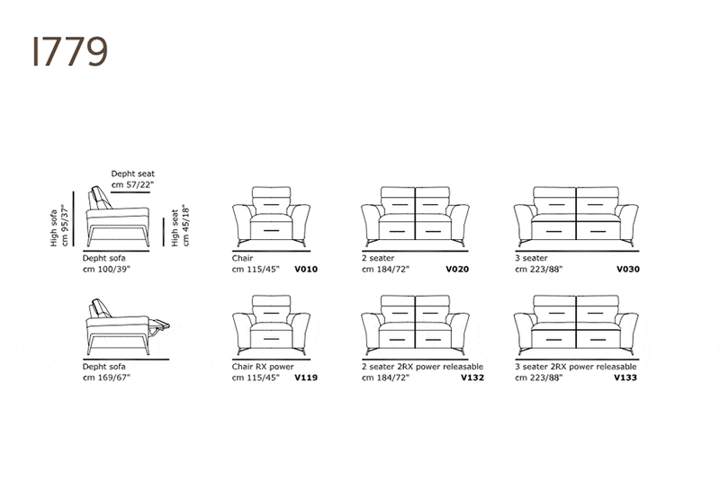 Incanto Italian Attitude Couches & Sofa I779 Reclining Leather Sofa Collection