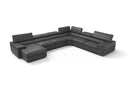 Incanto Italian Attitude Couches & Sofa Left Hand Facing Chaise i788 U-Shaped Sectional Sofa in Slate Grey | Incanto