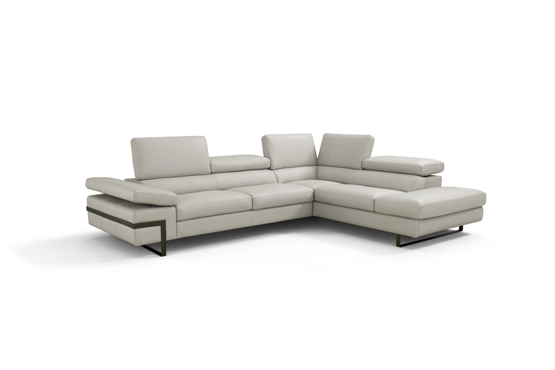 Rimini Italian Leather Sectional in Light Grey (i867)