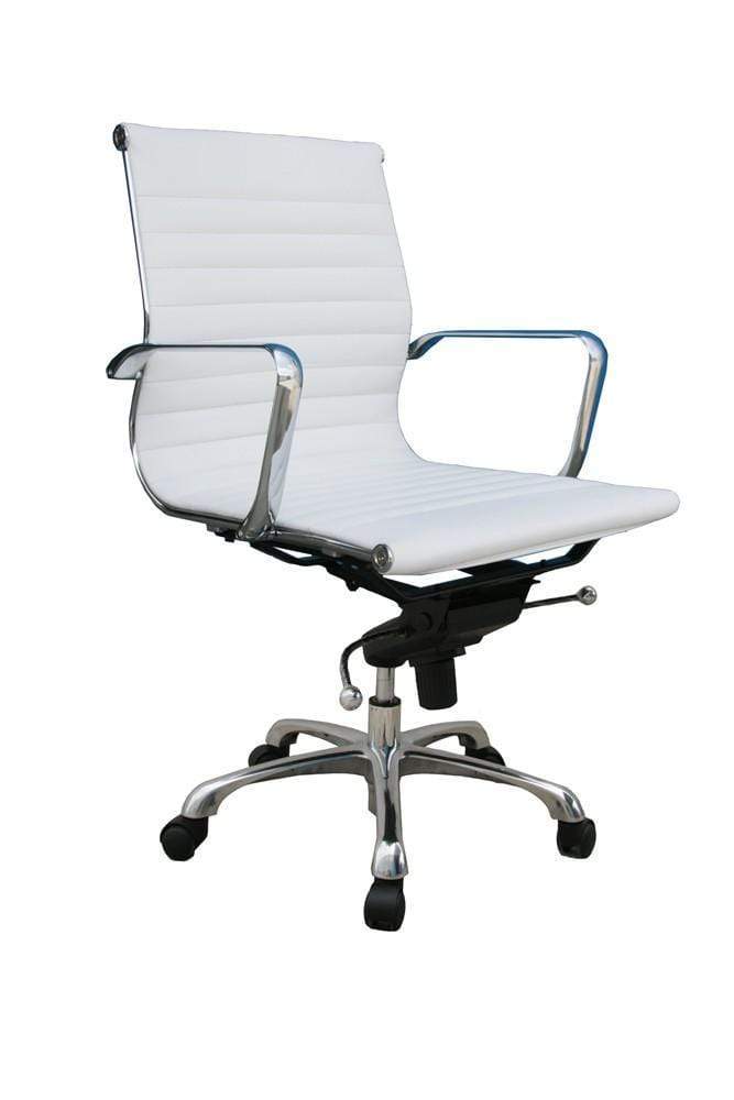 J and M Furniture Chair White Comfy Office Chair - Low Back